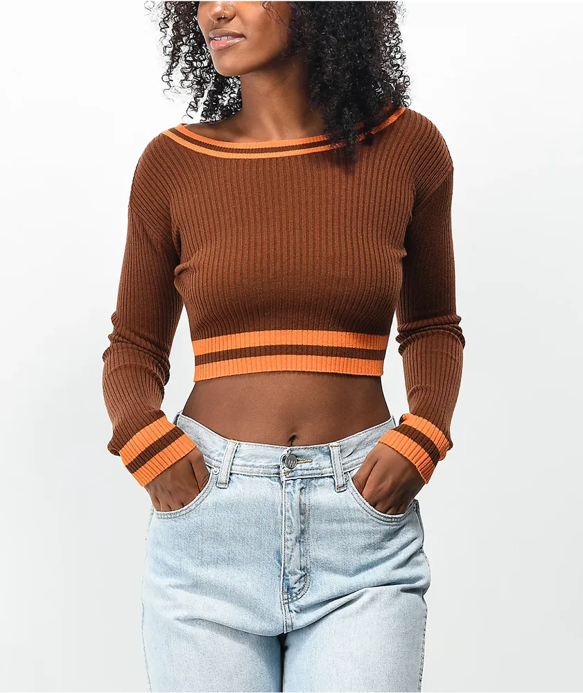 Ethos Brown & Orange Crop Sweater