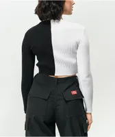 Ethos Button Down Black & White Crop Cardigan Sweater