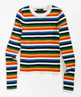 Ethos Skimmer Multi Stripe Crewneck Sweater