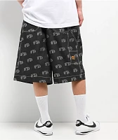 FB County All Over Black Denim Shorts