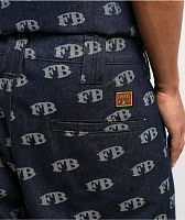 FB County All Over Print Blue Cargo Jeans