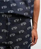 FB County All Over Print Blue Cargo Jeans