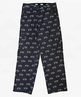 FB County All Over Print Blue Cargo Jeans