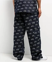 FB County All Over Print Blue Cargo Jeans