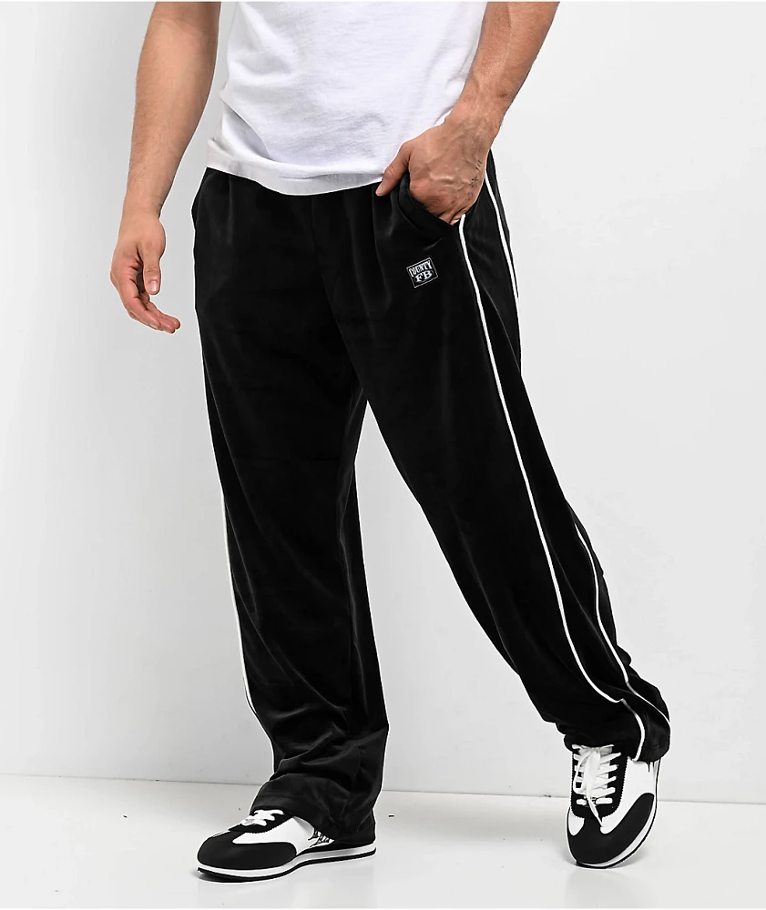 FB County Black & White Velour Track Pants