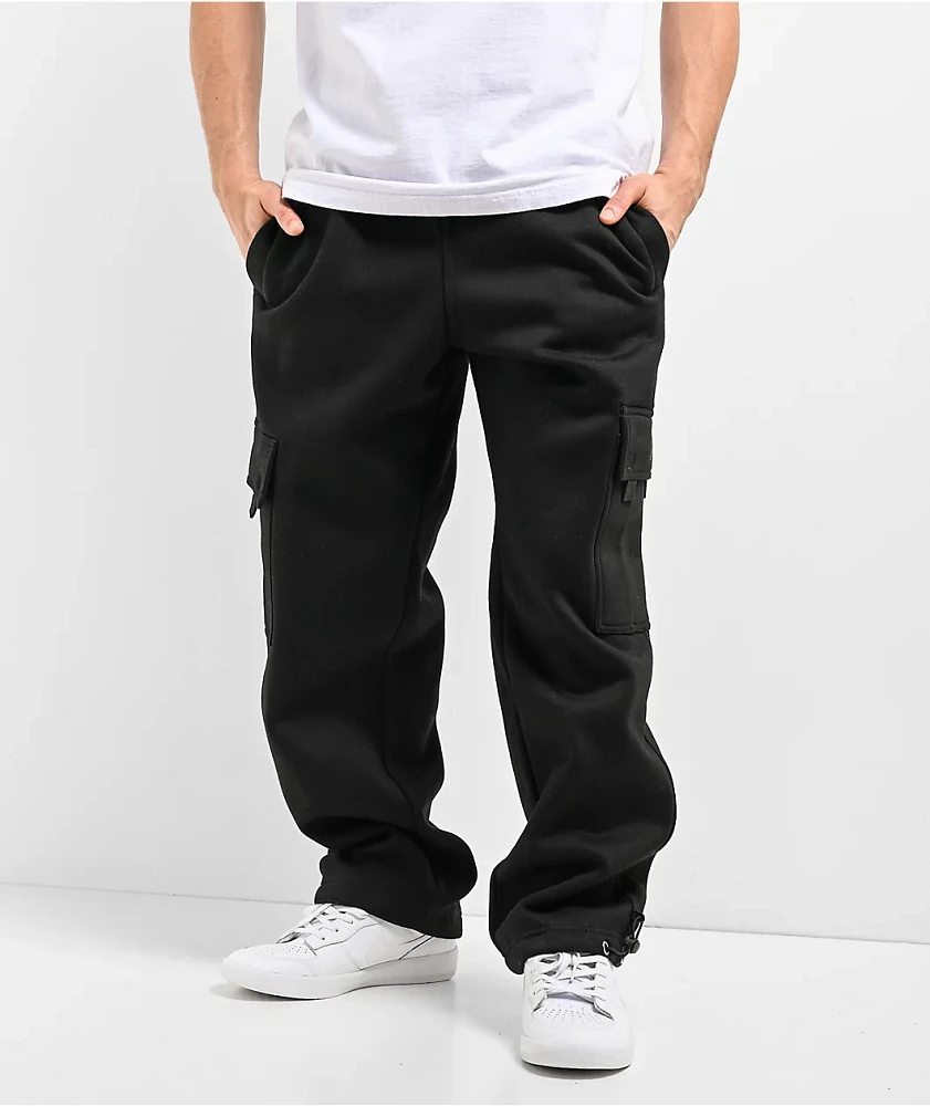 FB County Black Heavyweight Baggy Cargo Sweatpants