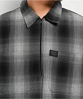 FB County Checker Black & Grey Half Zip Short Sleeve Shirt