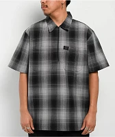 FB County Checker Black & Grey Half Zip Short Sleeve Shirt