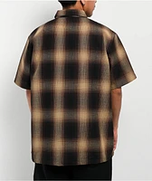 FB County Checker Brown & Tan Half Zip Short Sleeve Shirt