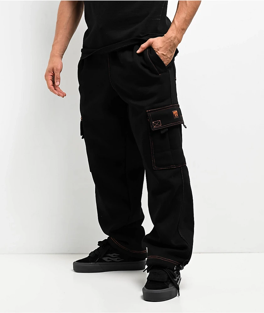 FB County Contrast Black & Orange Cargo Sweatpants