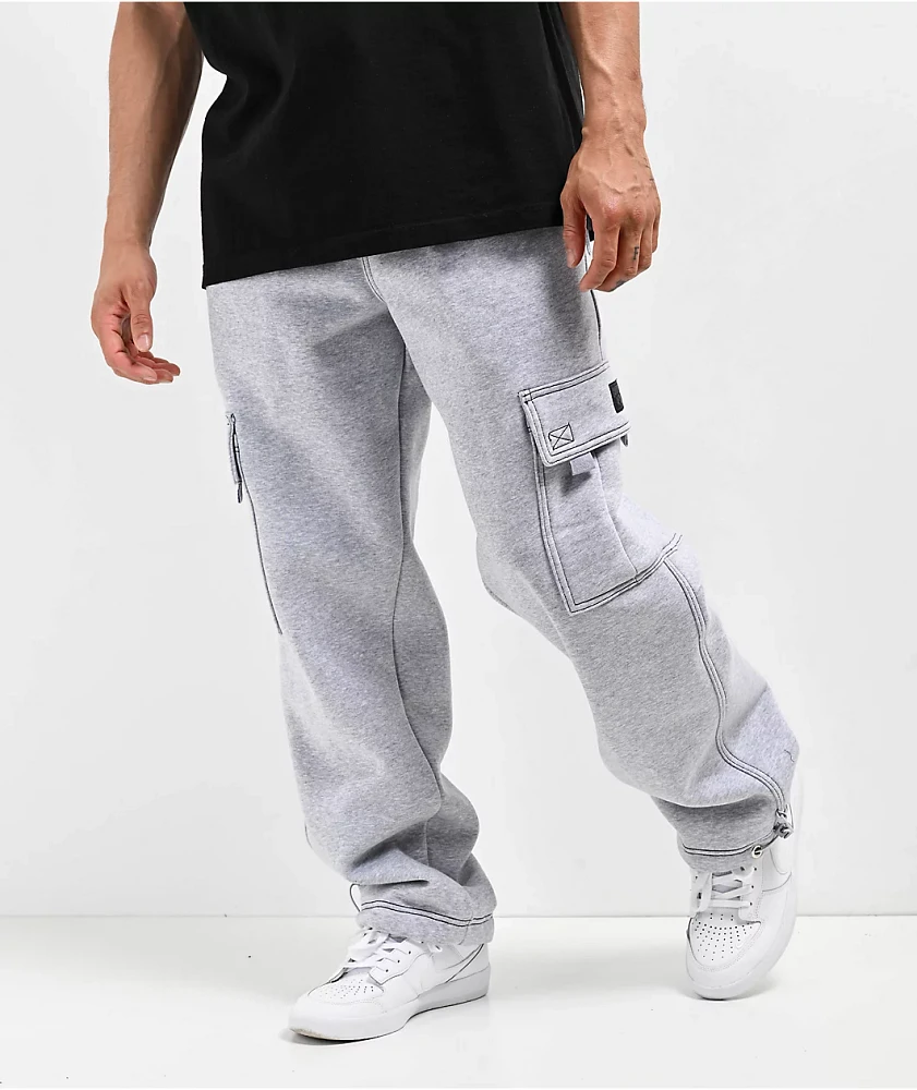 FB County Contrast Grey Cargo Sweatpants