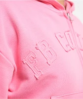 FB County French Terry Pink Crop Zip Hoodie