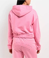 FB County French Terry Pink Crop Zip Hoodie