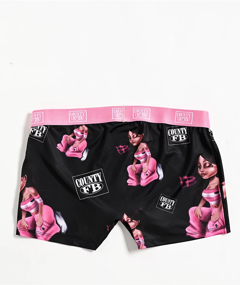 FB County Homegirl Black & Pink Boyshort Underwear