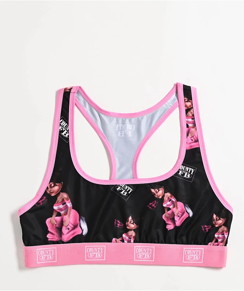 FB County Homegirl Black & Pink Sports Bra