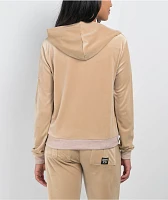 FB County Khaki Velour Zip Hoodie