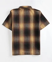 FB County Kids Checker Brown Half Zip Short Sleeve Flannel Shirt