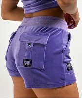 FB County Lavender Velour Track Shorts