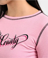 FB County Pink Crop Thermal Long Sleeve T-Shirt