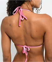 FB County Pink Velour String Bikini Top