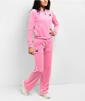 FB County Pink Velour Track Pants