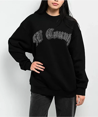 FB County Rhinestone Black Crewneck Sweatshirt