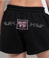 FB County Rhinestone Black Sweat Shorts