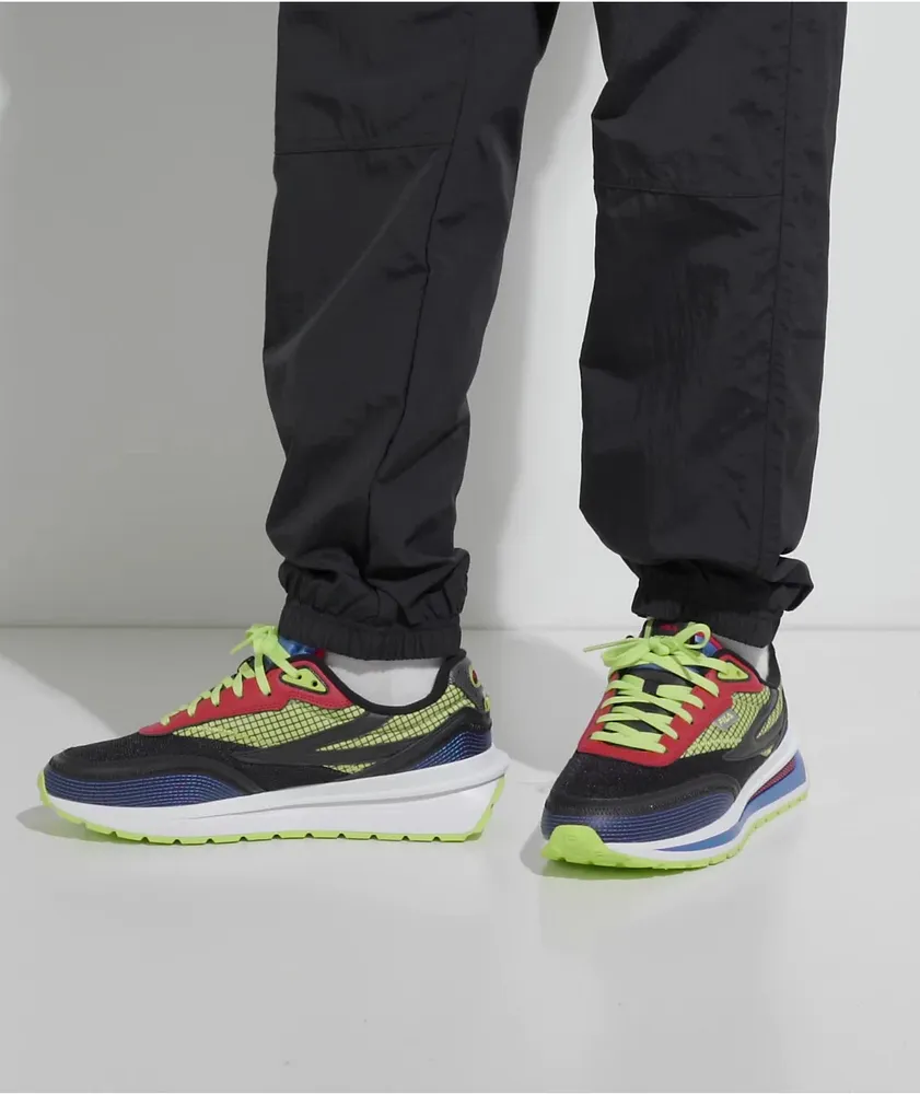 FILA Renno Black, Prince Blue, Neon Green, & Red Shoes