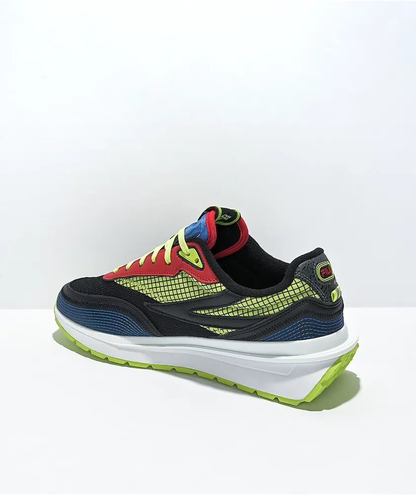 FILA Renno Black, Prince Blue, Neon Green, & Red Shoes