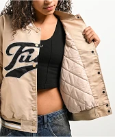 FUBU Logo Beige Varsity Jacket