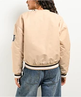 FUBU Logo Beige Varsity Jacket