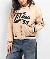 FUBU Logo Beige Varsity Jacket