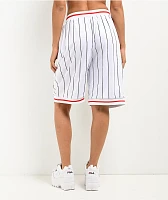 FUBU Varsity Pinstripe White Mesh Shorts