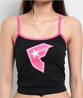 Famous Stars & Straps BOH Black & Pink Ringer Crop Tank Top