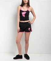 Famous Stars & Straps BOH Black & Pink Ringer Crop Tank Top