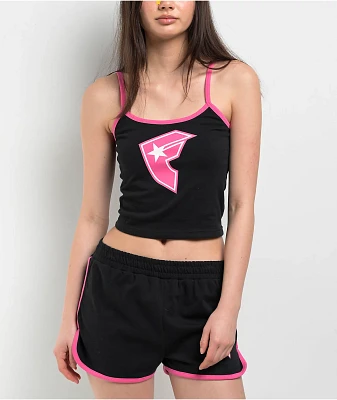 Famous Stars & Straps BOH Black & Pink Ringer Crop Tank Top