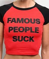 Famous Stars & Straps Famous People Suck Red Raglan Crop T-Shirt