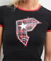 Famous Stars & Straps Plaid BOH Black Ringer Crop T-Shirt