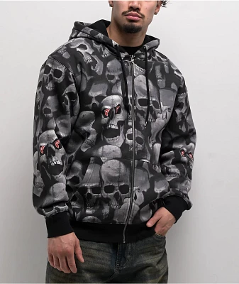 Famous Stars & Straps Skulls Black Zip Hoodie