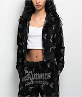 Famous Stars & Straps Thuggish Black Velour Zip Hoodie