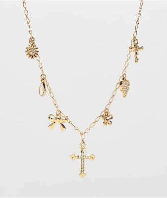 Fantas Eyes Charm Gold Necklace