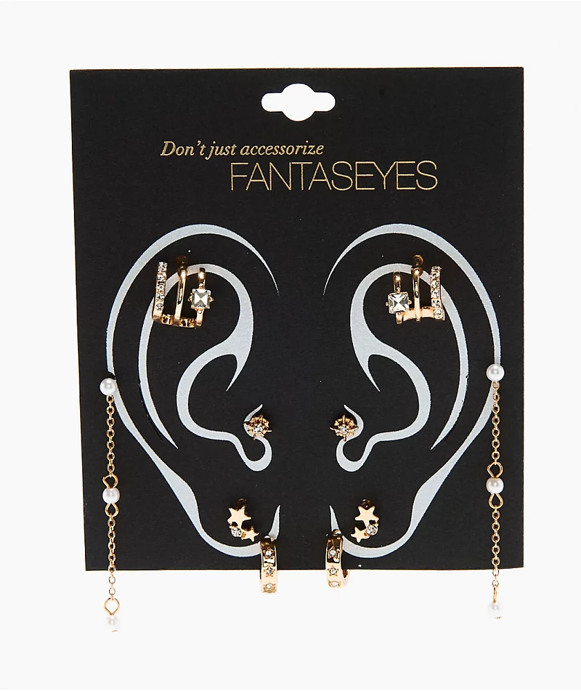 Fantas Eyes Elevate Gold Ear Stack Earring Set