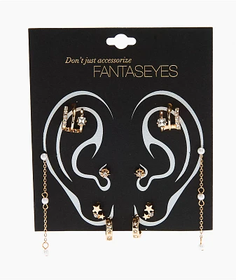 Fantas Eyes Elevate Gold Ear Stack Earring Set