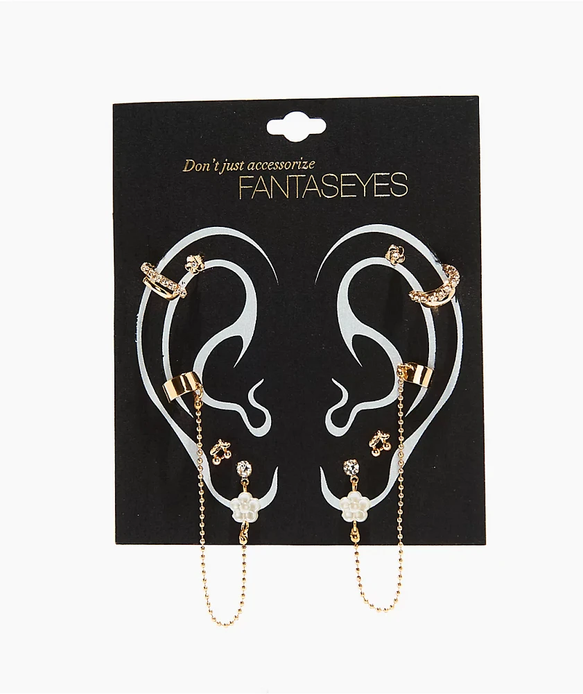 Fantas Eyes Excite Gold Ear Stack Earring Set