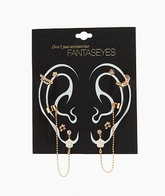 Fantas Eyes Excite Gold Ear Stack Earring Set