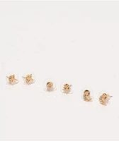Fantas Eyes Night Sky Gold 3 Pack Stud Earrings