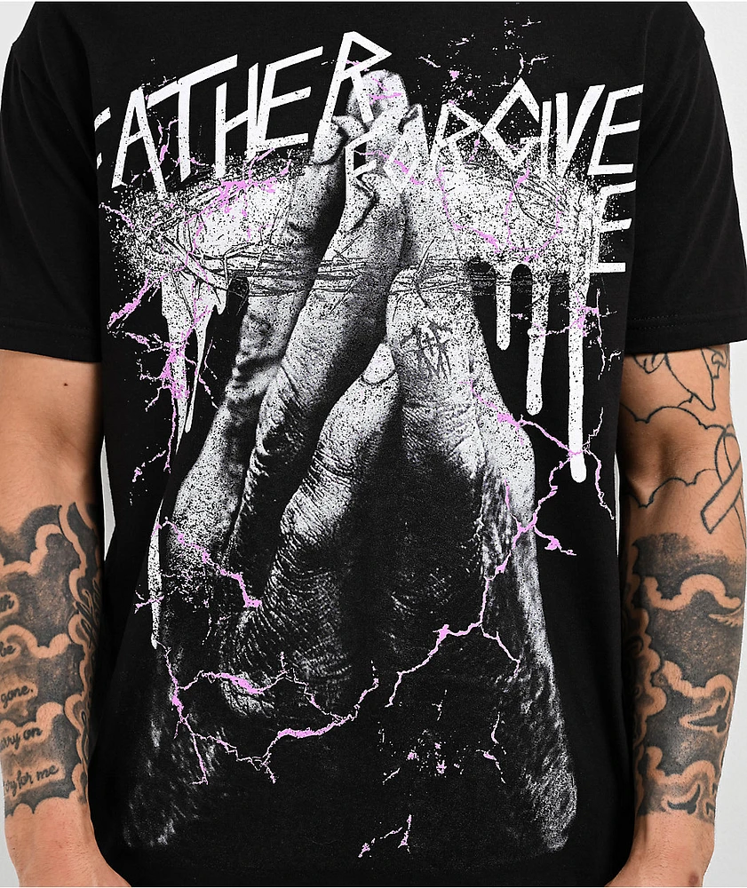 Father Forgive Me Hands Black T-Shirt