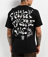 Father Forgive Me Heart Flames Black T-Shirt