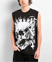 Father Forgive Me Skull Black Tank Top