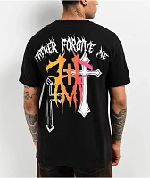 Father Forgive Me Skull Cross Black T-Shirt